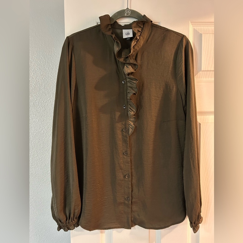 CAbi Olive Button-Up Blouse